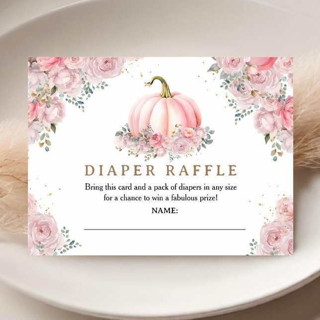 Pumpkin Baby Shower Blush Pink Fall Diaper Raffle Enclosure Card (Creator Uploaded)