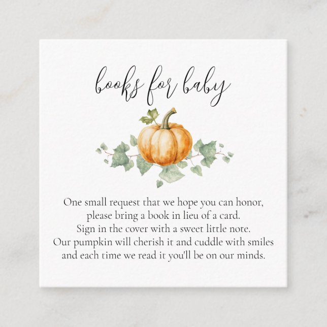 Pumpkin Baby Shower Book Request Card Insert (Front)