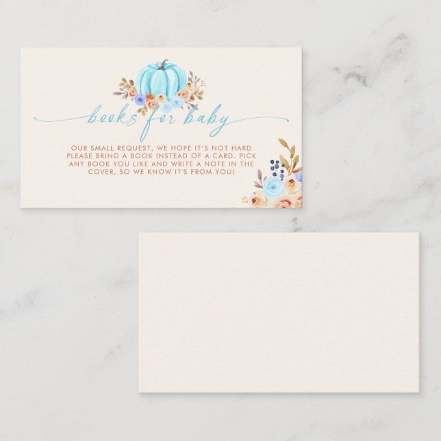 Pumpkin Baby Shower Book Request Enclosure Card (Front/Back)