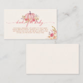 Pumpkin Baby Shower Pink Girl Diaper Raffle Enclosure Card