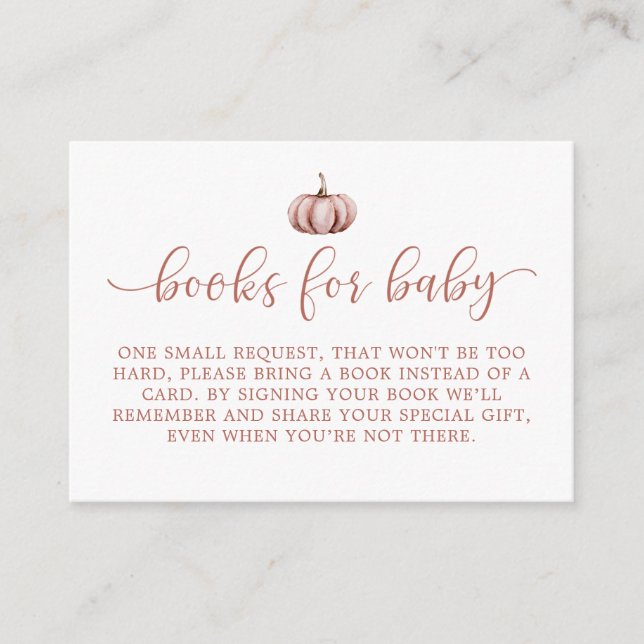 Pumpkin Baby Shower Book Request Enclosure Card  (Front)