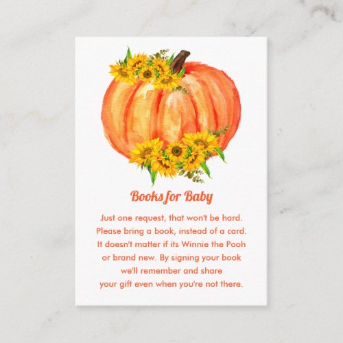 Pumpkin Baby Shower Book Request  Enclosure Card