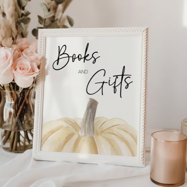 Pumpkin Baby Shower Books And Gifts Sign (Creator Uploaded)