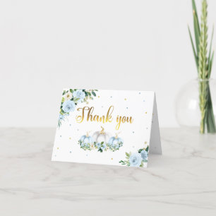 Pumpkin Baby Shower Boy Fall Blue Pumpkin Thank You Card