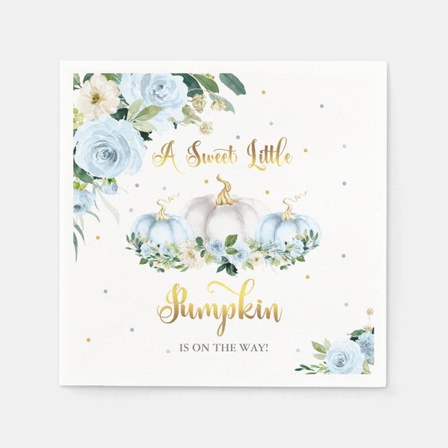 Pumpkin Baby Shower Boy Fall Pumpkin Napkins (Front)