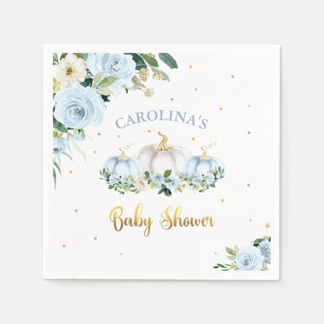 Pumpkin Baby Shower Boy Fall Pumpkin Napkins (Front)