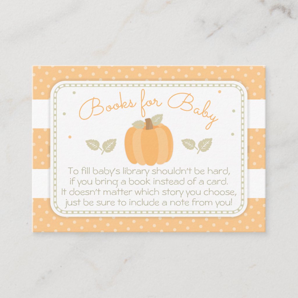 Pumpkin Baby Shower Bring a Book Enclosure Card