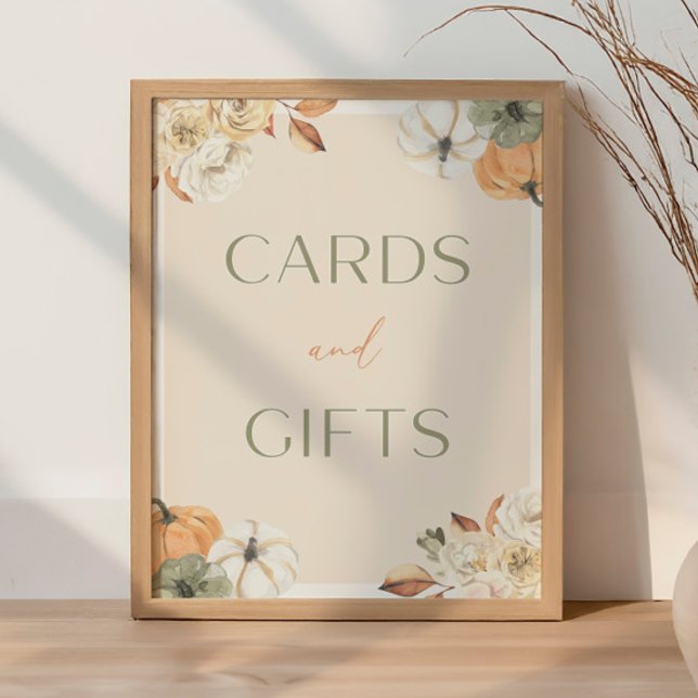 Pumpkin Baby Shower Card and Gifts Sign (Creator Uploaded)