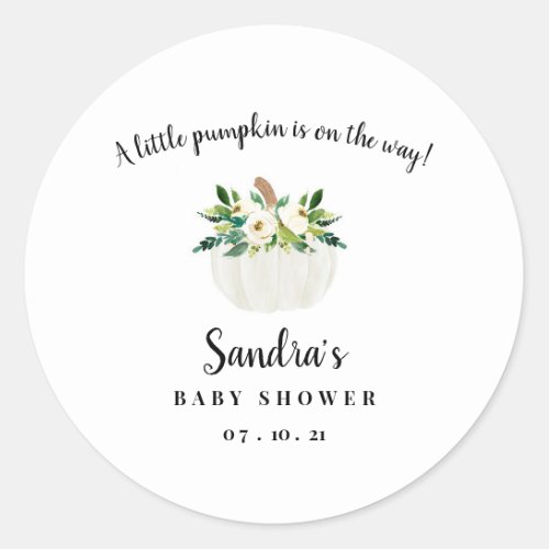 Pumpkin Baby Shower Classic Round Sticker