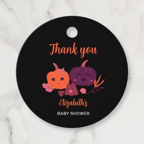 Pumpkin Baby Shower Cute Black Halloween Favor Tags