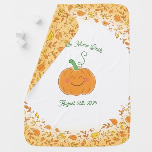 Pumpkin Baby Shower Cute Fall Baby Blanket