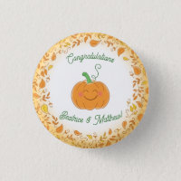 Pumpkin Baby Shower Cute Fall Button