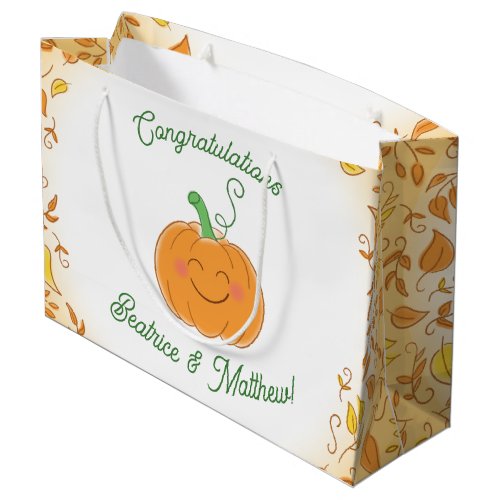 Pumpkin Baby Shower Cute Fall Large Gift Bag