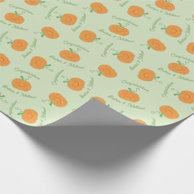 Pumpkin Baby Shower Cute Fall Wrapping Paper (Corner)