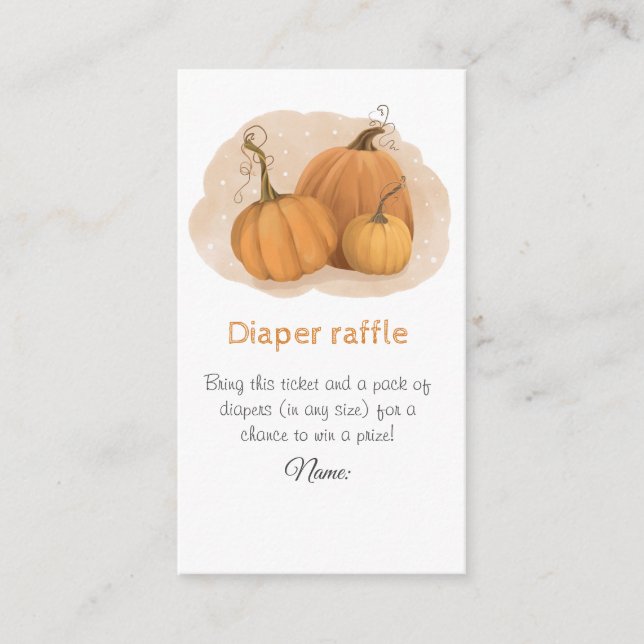 Pumpkin Baby Shower Diaper Raffle Enclosure Card (Front)