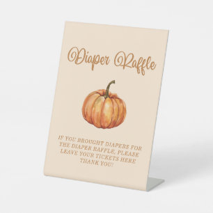 Pumpkin Baby Shower Diaper Raffle  Pedestal Sign