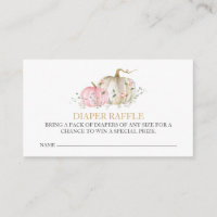 Pumpkin Baby Shower Diaper Raffle Ticket Enclosure Card