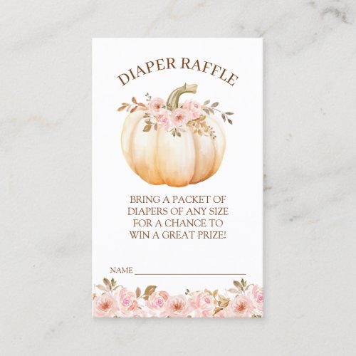 Pumpkin Baby Shower Diaper Raffle ticket Insert