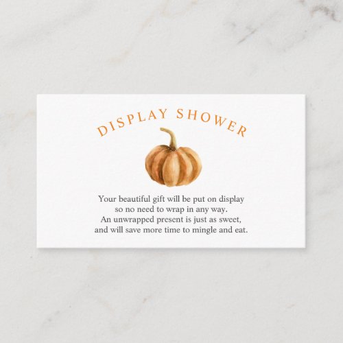Pumpkin Baby Shower Display Shower insert card