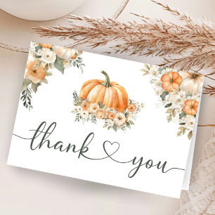 Pumpkin Baby Shower Fall Autumn Folded Thank You  Card