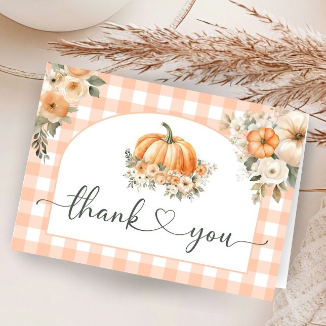 Pumpkin Baby Shower Fall Autumn Folded Thank You  Card (Creator Uploaded)