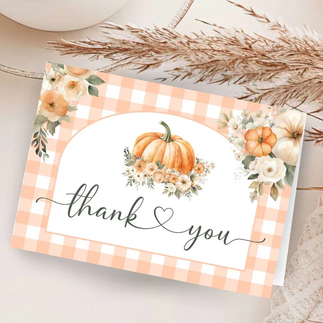 Pumpkin Baby Shower Fall Autumn Folded Thank You Card | Zazzle