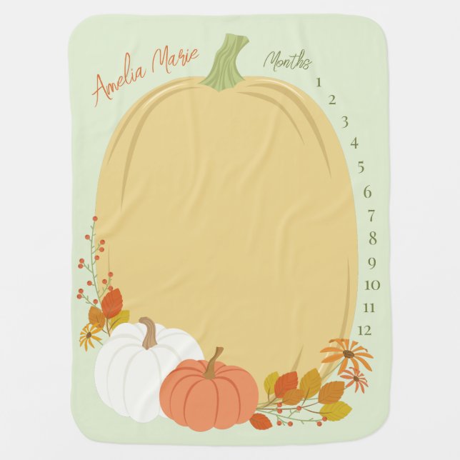 Pumpkin Baby Shower Fall Blanket (Front)