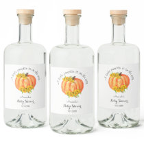 Pumpkin Baby Shower Fall Floral   Liquor Bottle Label