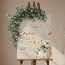 Pumpkin Baby Shower Fall Floral Welcome Sign