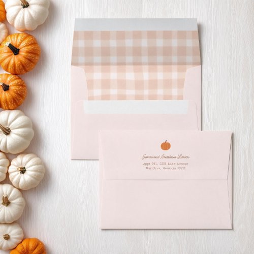 Pumpkin Baby Shower Fall Gingham Envelope