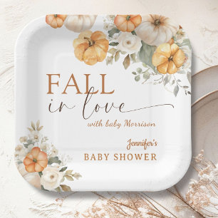 Pumpkin Baby Shower Fall in Love Boho Paper Plates