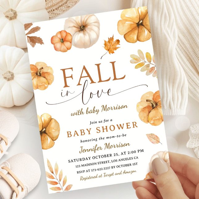 Pumpkin Baby Shower Fall in Love Gender Neutral Invitation (Creator Uploaded)