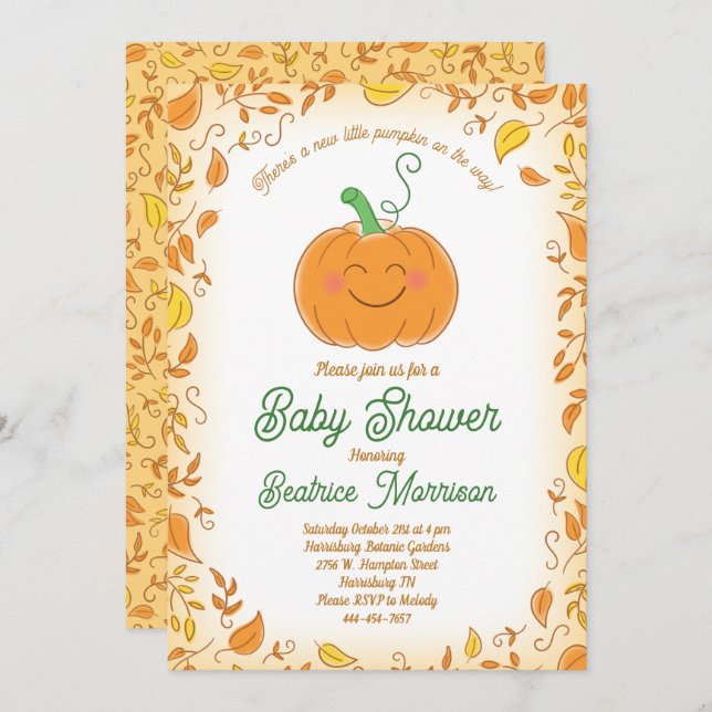 Pumpkin Baby Shower Fall Invitation (Front/Back)