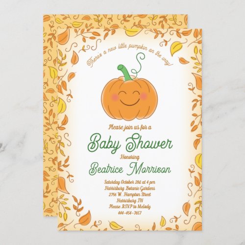 Pumpkin Baby Shower Fall Invitation