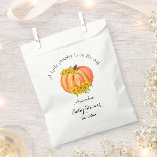 Pumpkin Baby Shower Fall Orange White Favor Bags