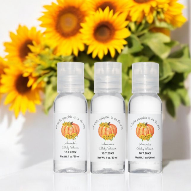 Pumpkin Baby Shower Fall Orange White  Hand Sanitizer (Creator Uploaded)