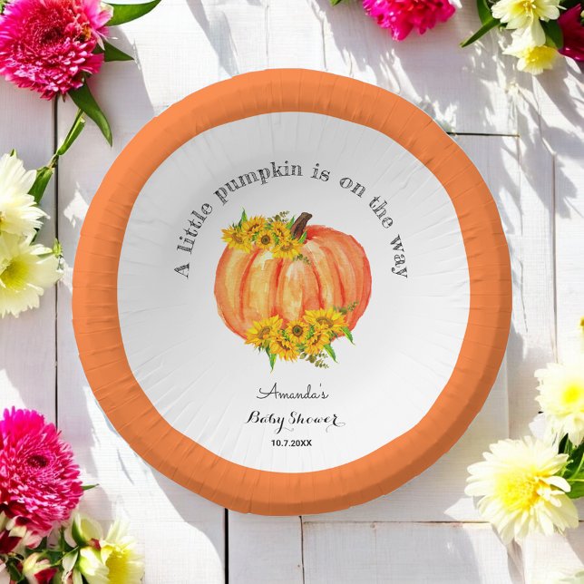 Pumpkin Baby Shower Fall Orange White  Paper Bowls (Creator Uploaded)