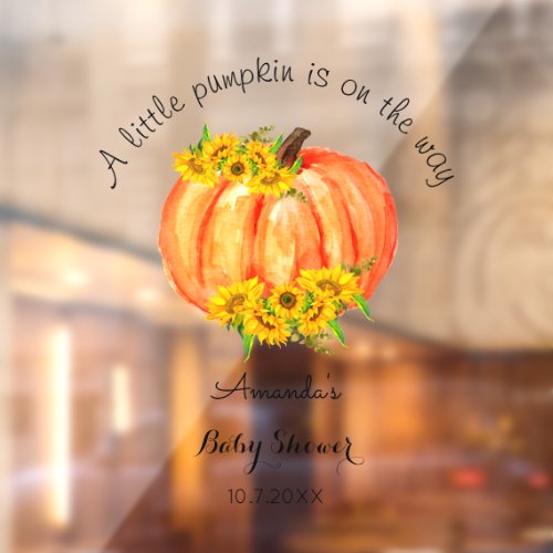 Pumpkin Baby Shower Fall Orange  Window Cling