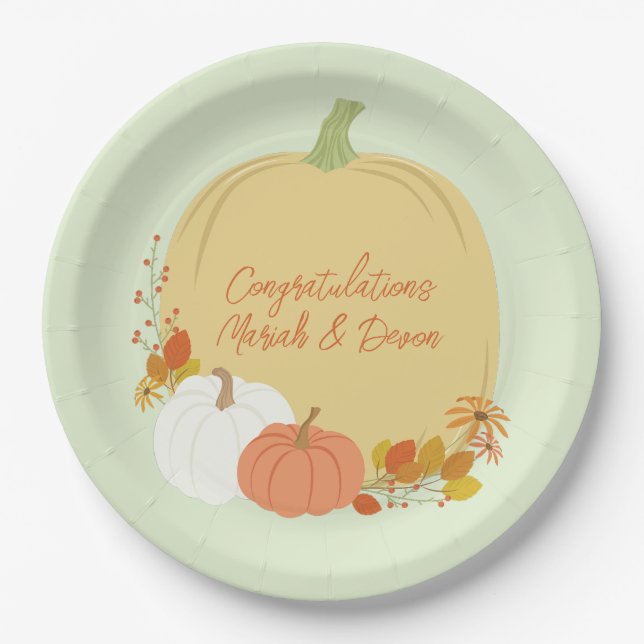 Pumpkin Baby Shower Fall Paper Plates (Front)