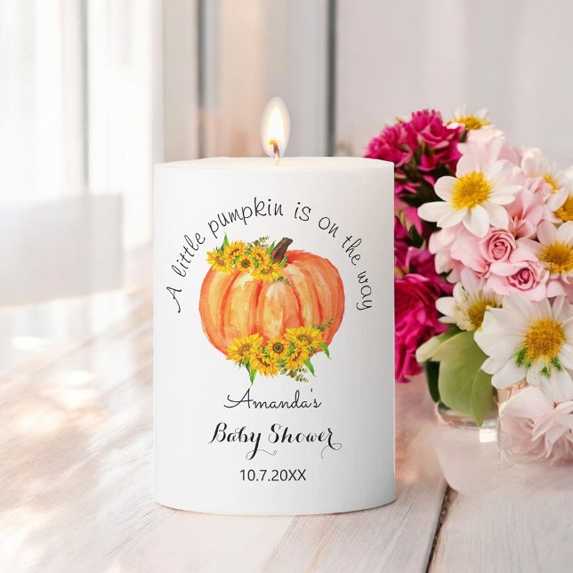 Pumpkin Baby Shower Fall Pillar Candle (Creator Uploaded)