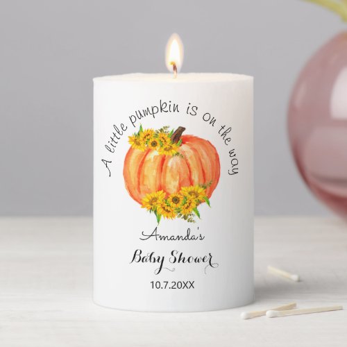 Pumpkin Baby Shower Fall Pillar Candle
