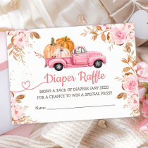 Pumpkin Baby Shower Fall Pink Truck Diaper Raffle Enclosure Card