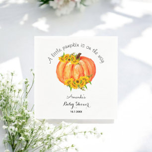 Pumpkin Baby Shower Fall Sunflower Orange White Napkins