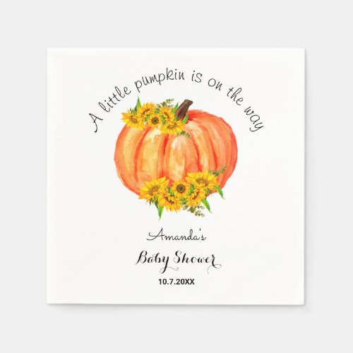 Fall Sunflowers Little Pumpkin Baby Shower Invitations