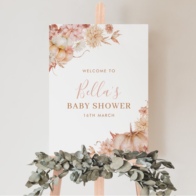 Pumpkin Baby Shower Fall Welcome Sign Foam Board (A little pumpkin is on the way! Baby Shower Welcome Sign on Foam Board)