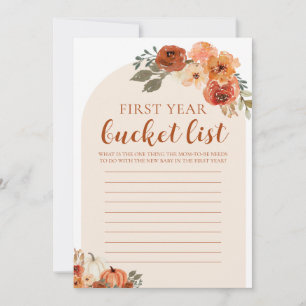 Pumpkin Baby Shower First Year Bucket List Game Invitation