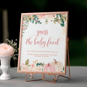 Pumpkin Baby Shower Floral Guess the Baby Food Poster