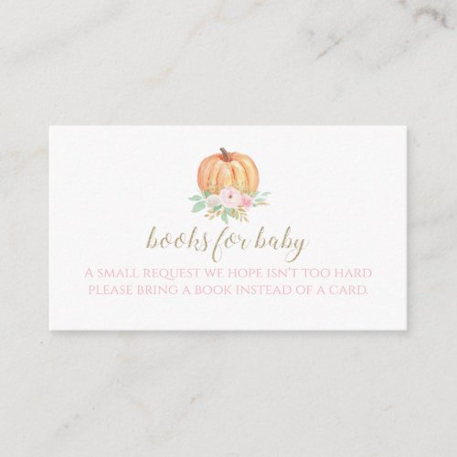 Pumpkin Baby Shower Floral Plaid Books for baby En Enclosure Card