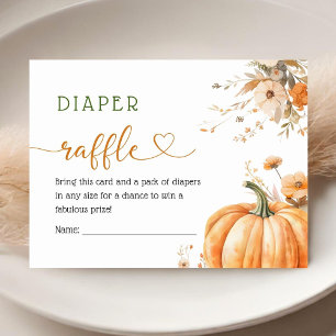 Pumpkin Baby Shower Gender Neutral Diaper Raffle Enclosure Card