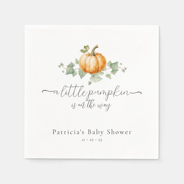 Pumpkin Baby Shower Gender Neutral Event Napkins (Front)